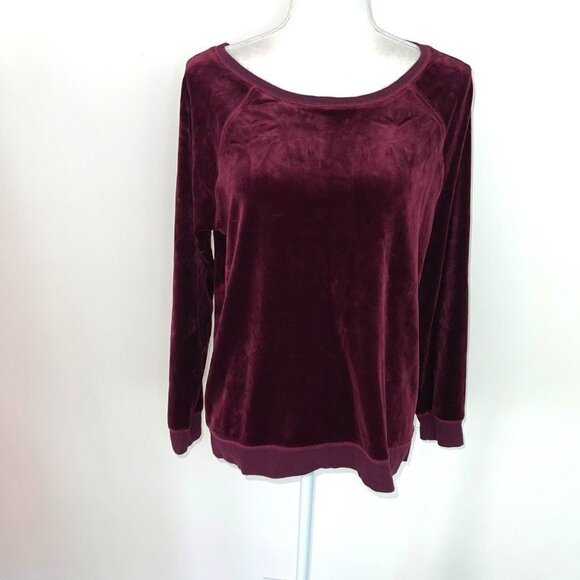 Luxurious Velour Sweatshirt Womens Plush Polyester Spandex Blend Pullover Purple - Picture 9 of 10